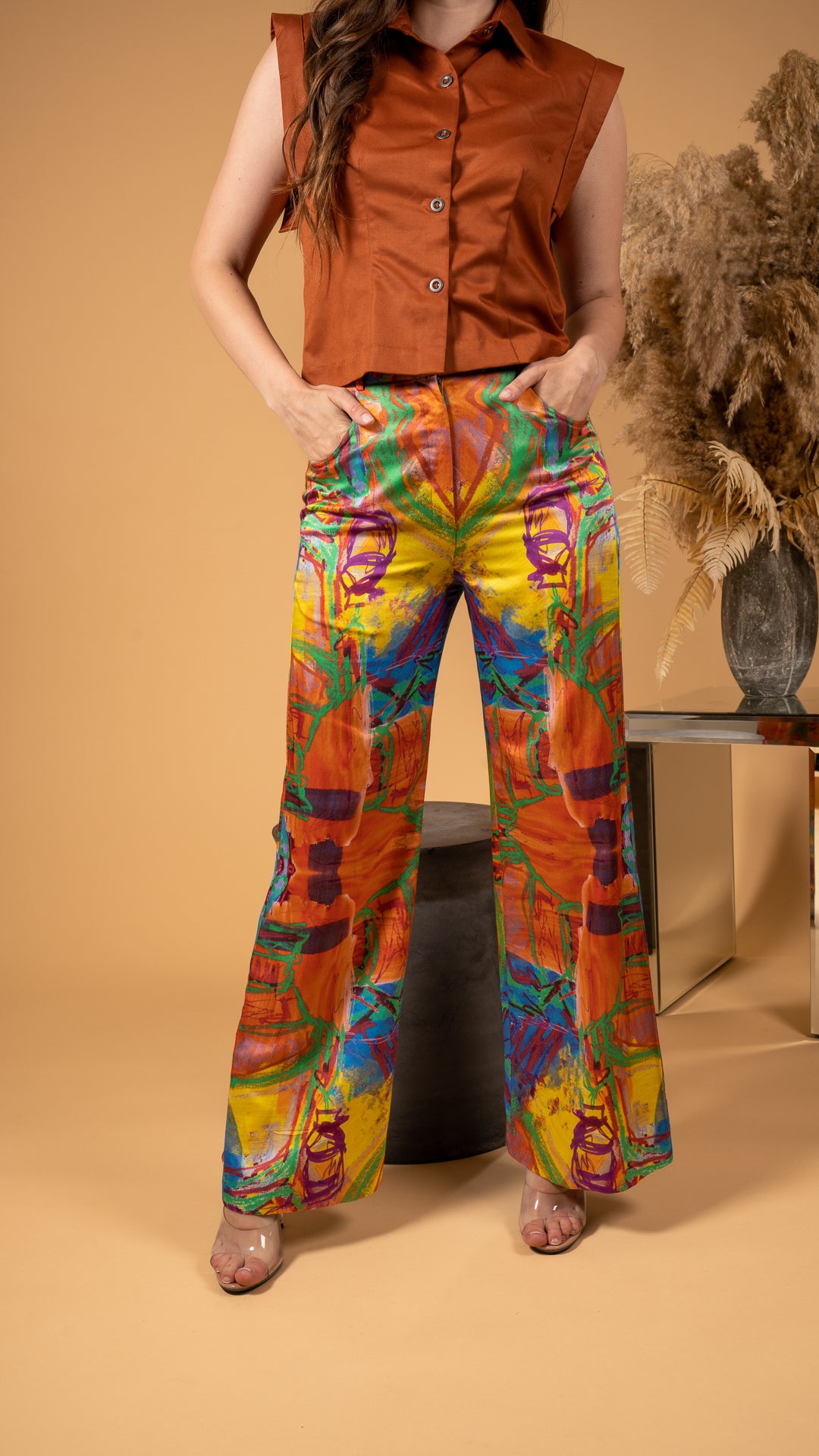 Rust Cropped Shirt (SET) توب