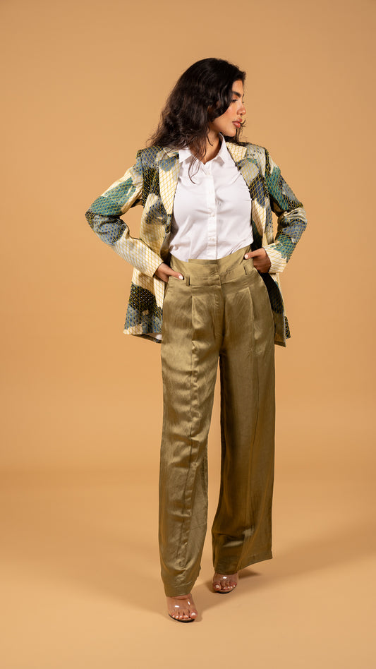 Coffee Overlap Trouser / Green بنطرون
