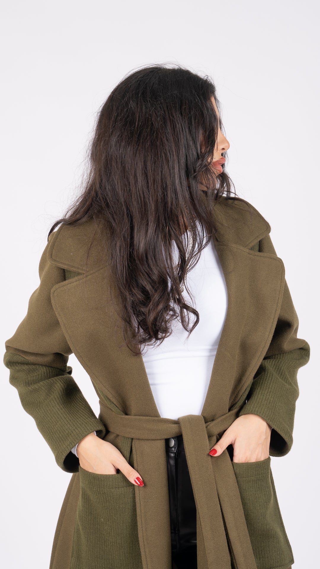 Mix Material Coat  جاكيت