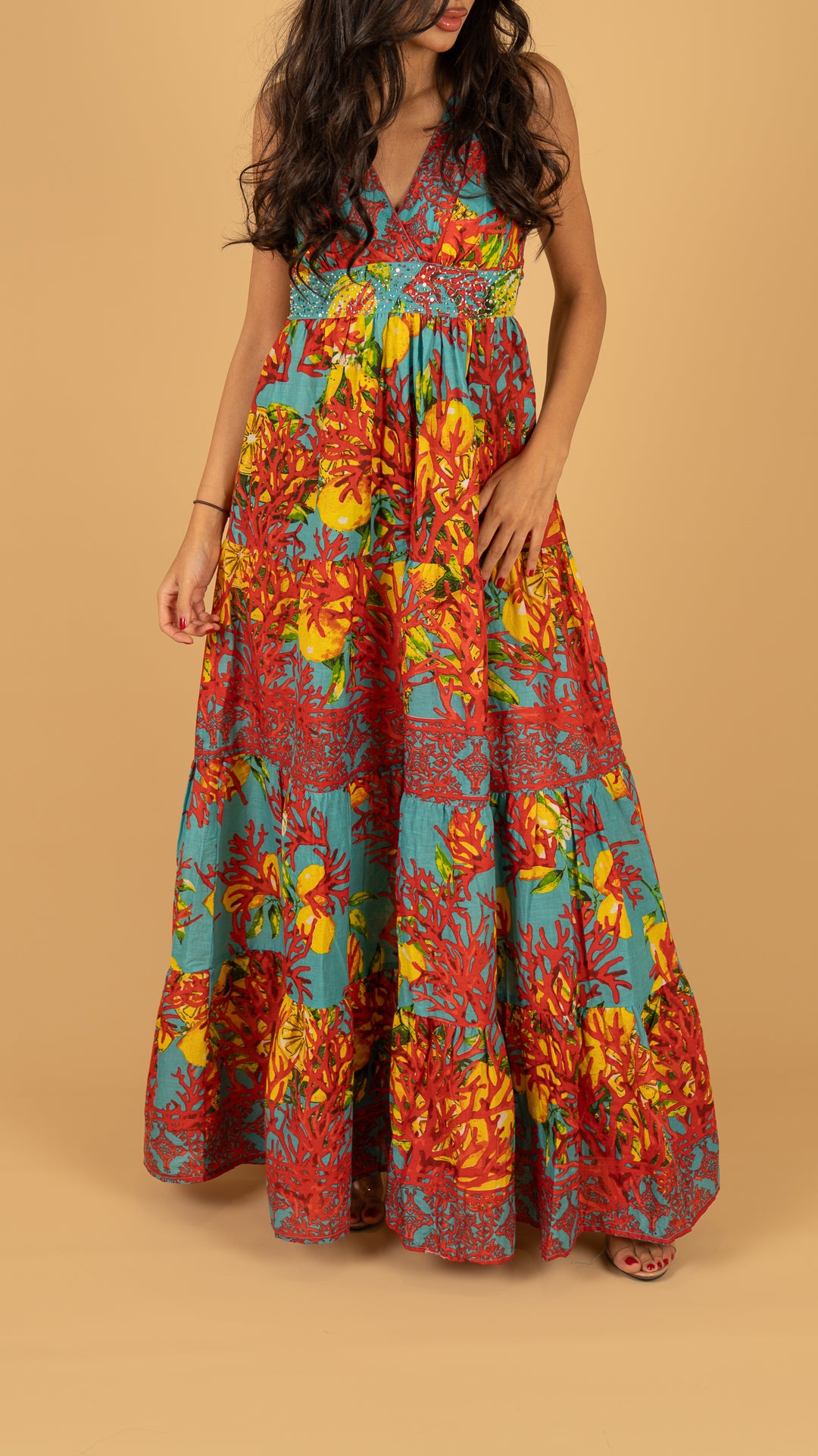 Blue Summer Open Back Dress نفنوف