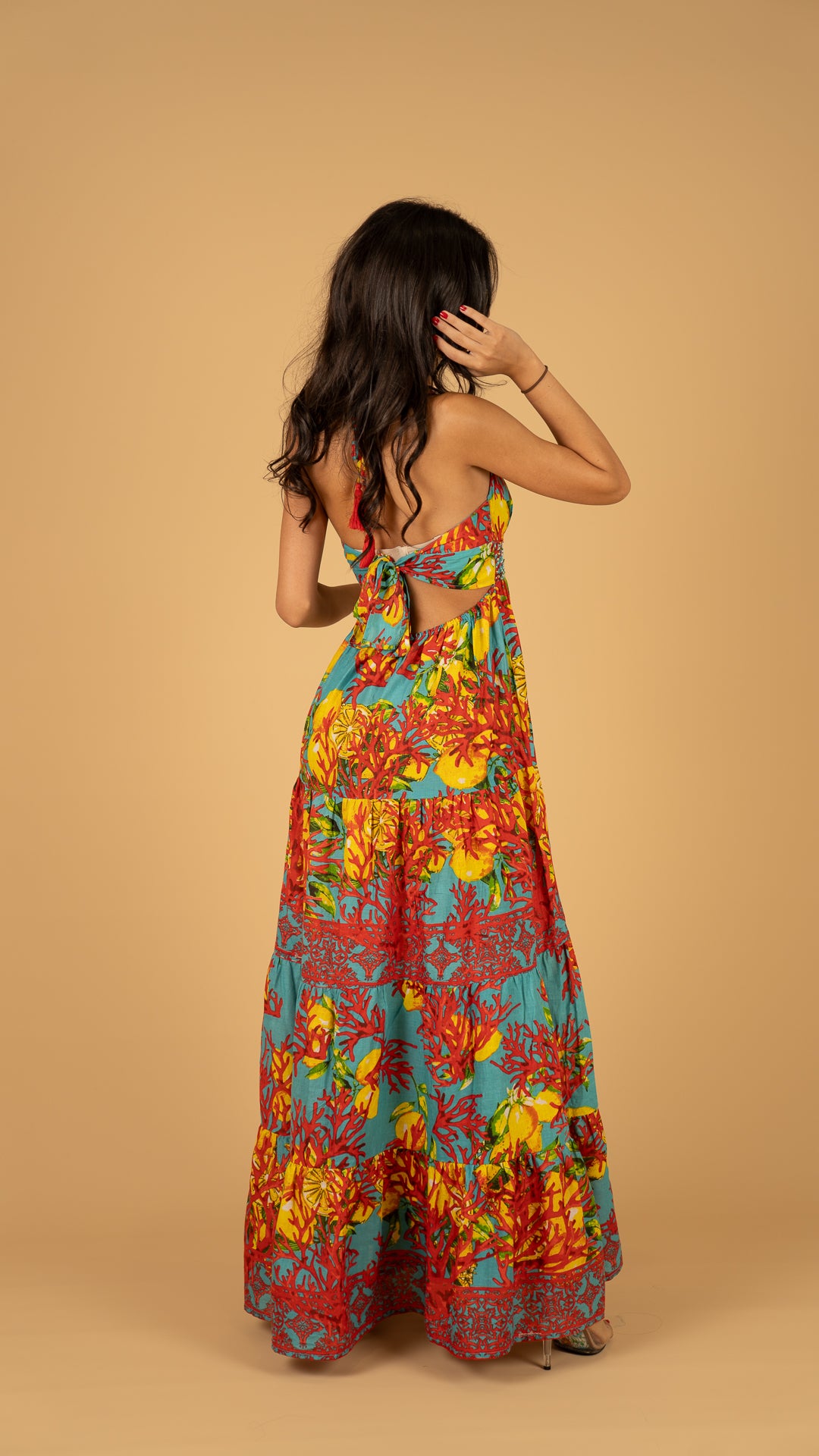 Blue Summer Open Back Dress نفنوف