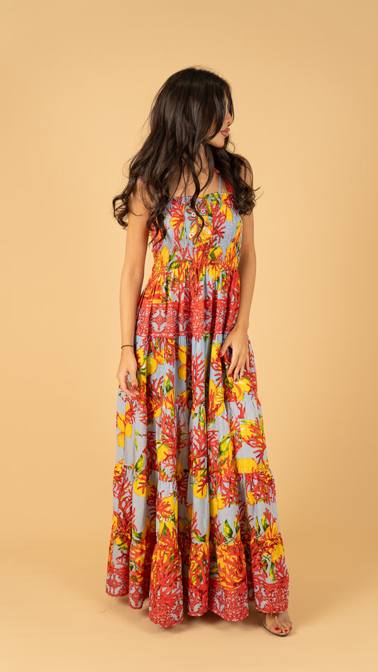 Gray Long Summer Dress نفنوف