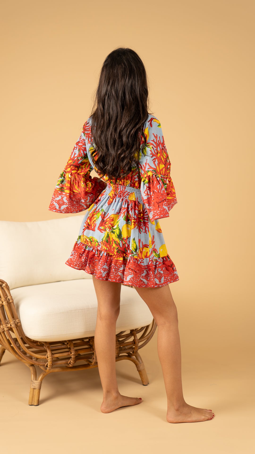 Gray Summer  Short Dress نفنوف / Long sleeves