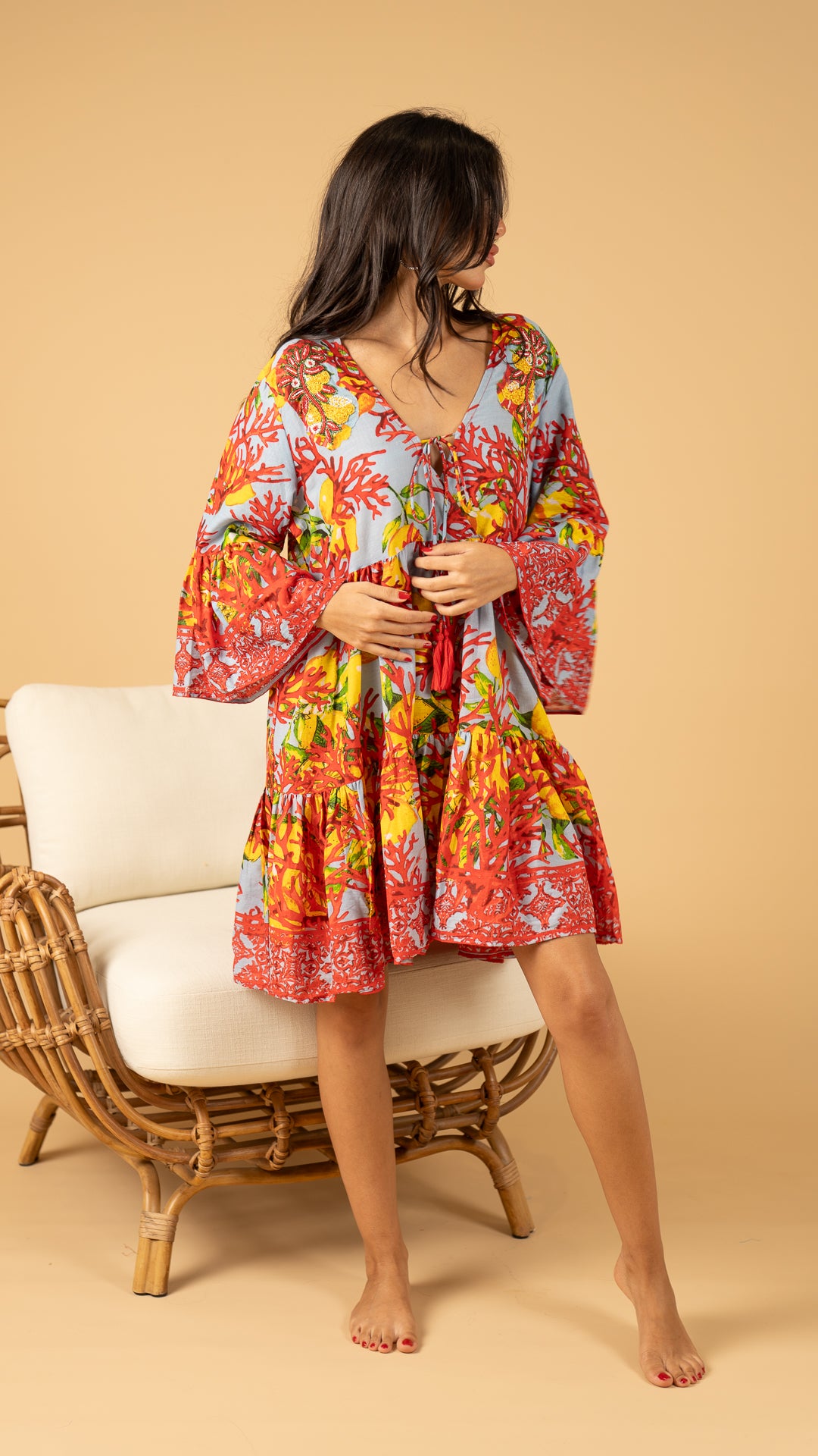 Gray Summer Dress نفنوف / Open Front