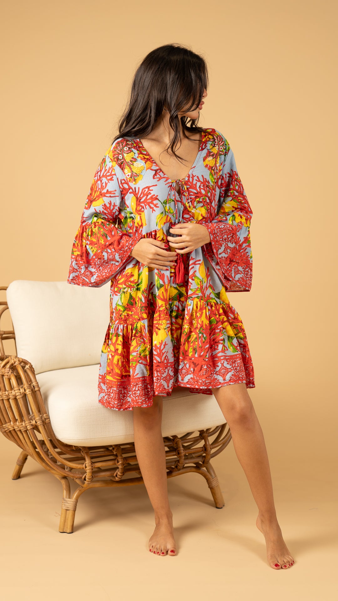 Gray Summer Dress نفنوف / Open Front