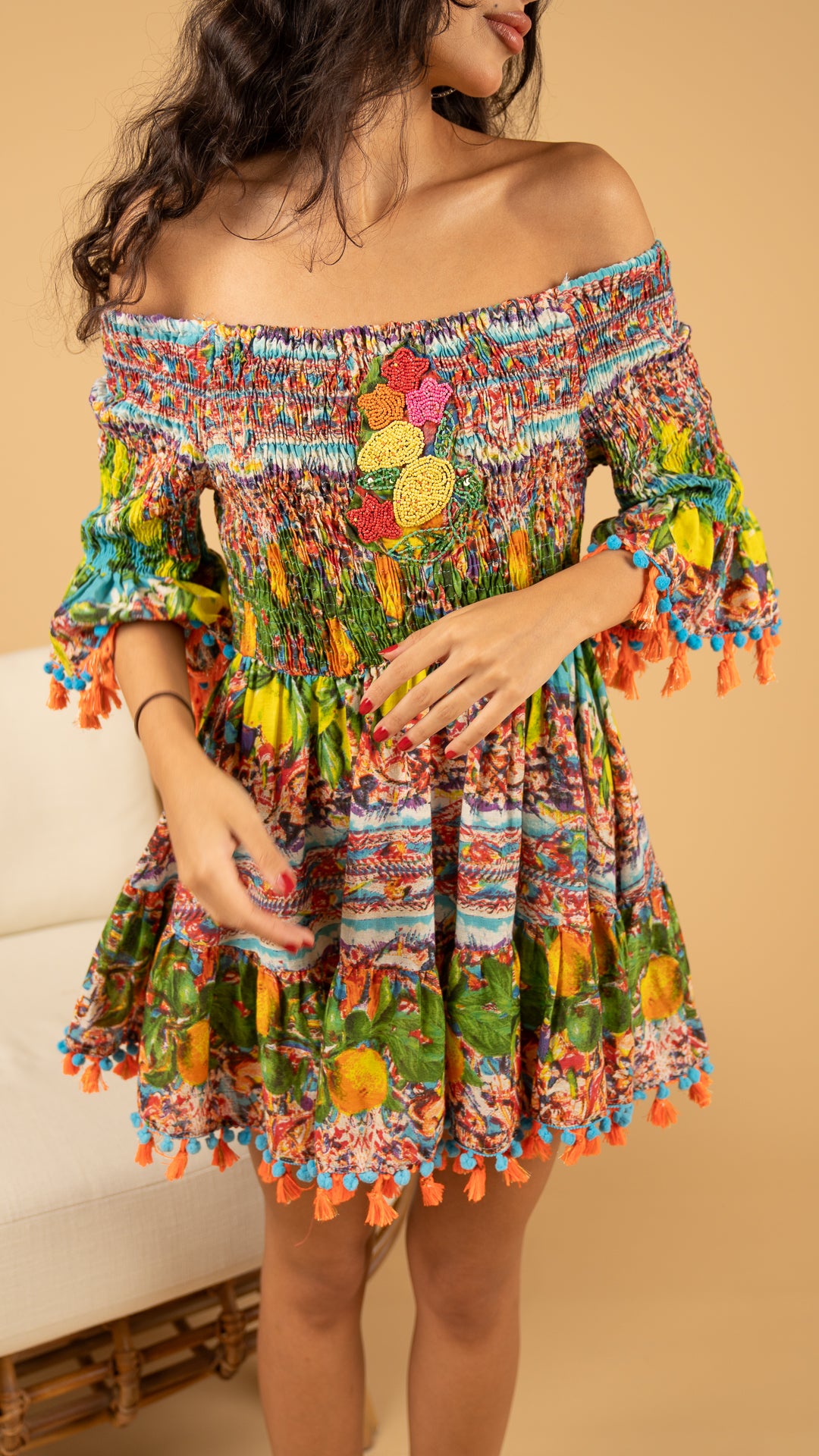 colorful short dress نفنوف ملون