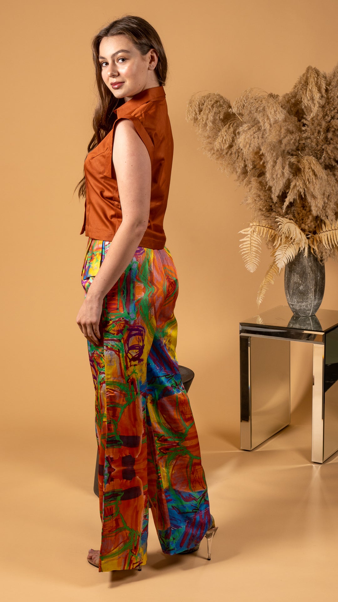 Rust Cropped Shirt (SET) توب