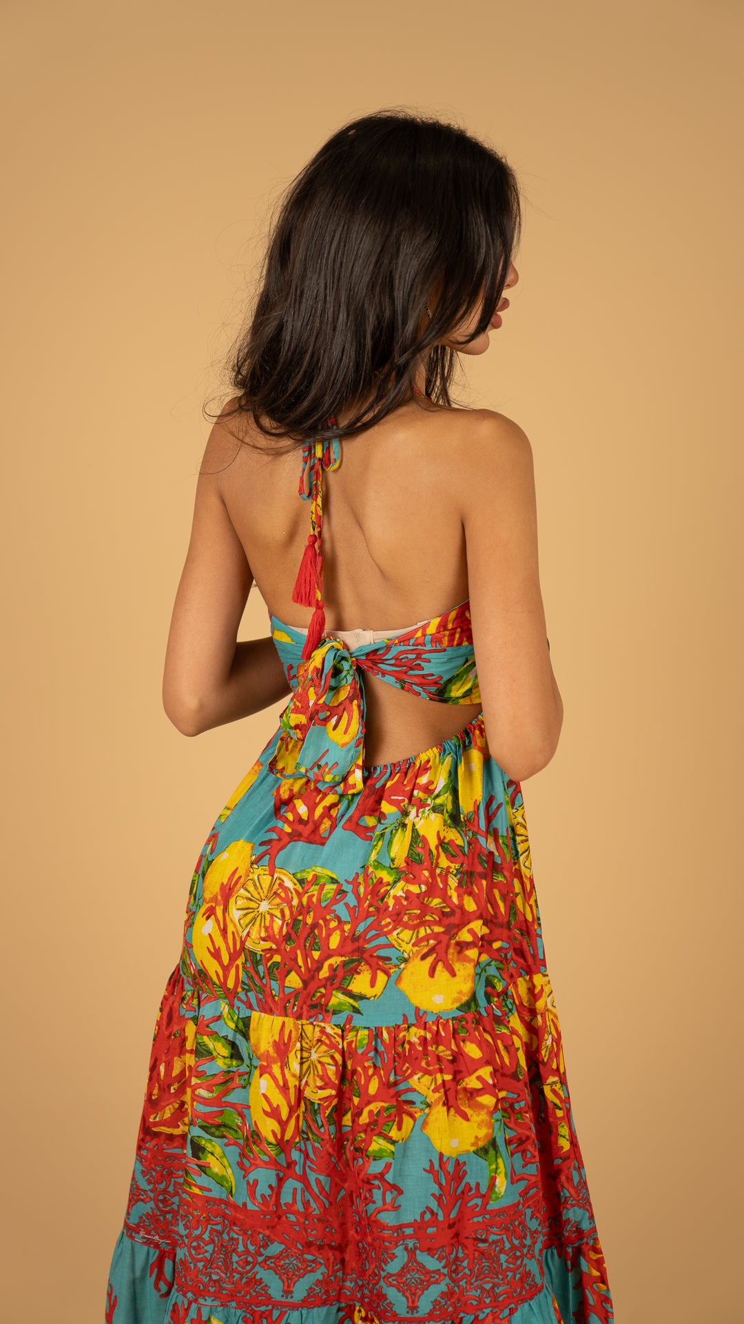 Blue Summer Open Back Dress نفنوف