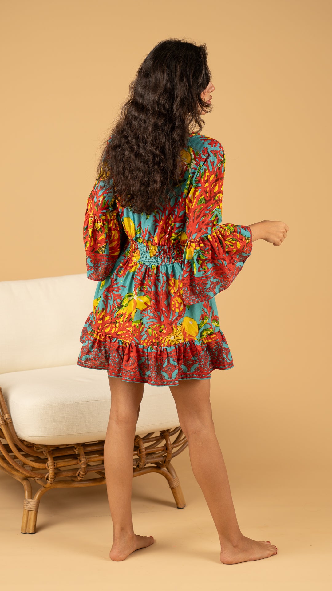 Blue Lemon Summer Dress نفنوف / V Long Sleeve