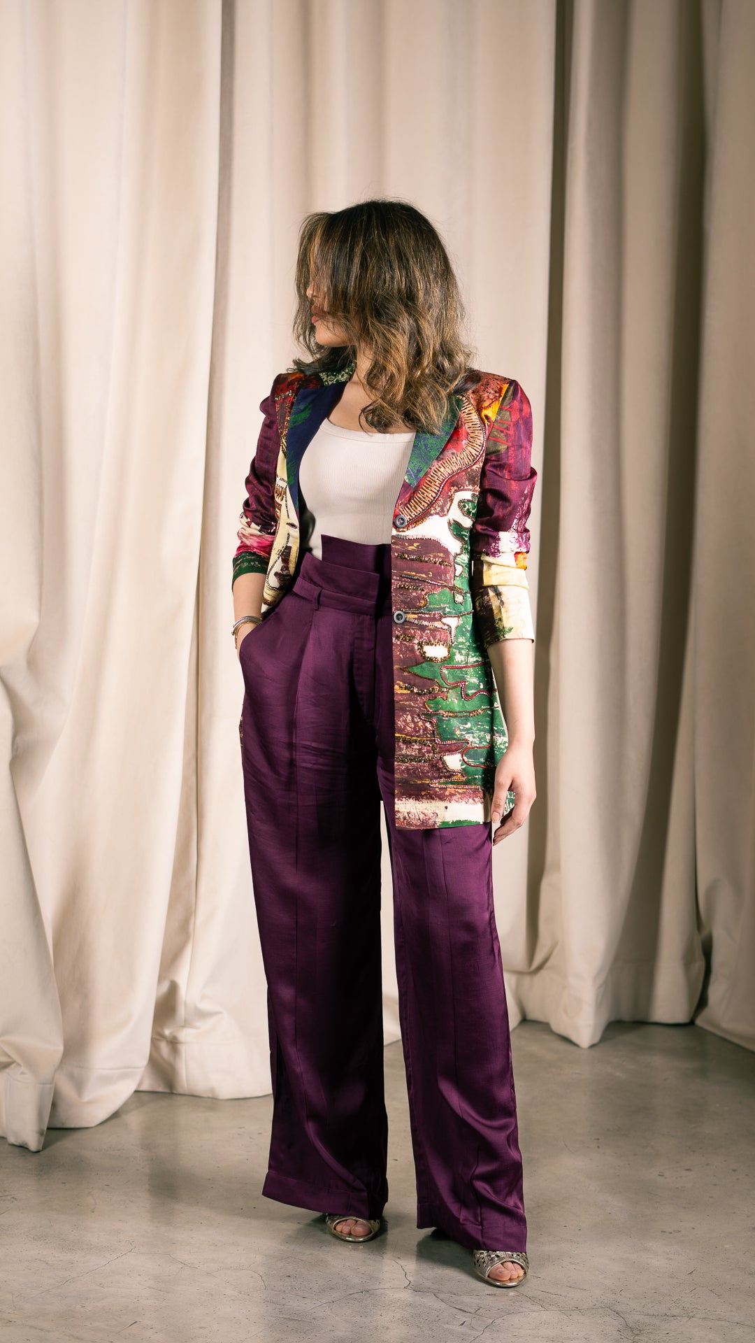 Coffee Overlap Trouser / maroon بنطرون