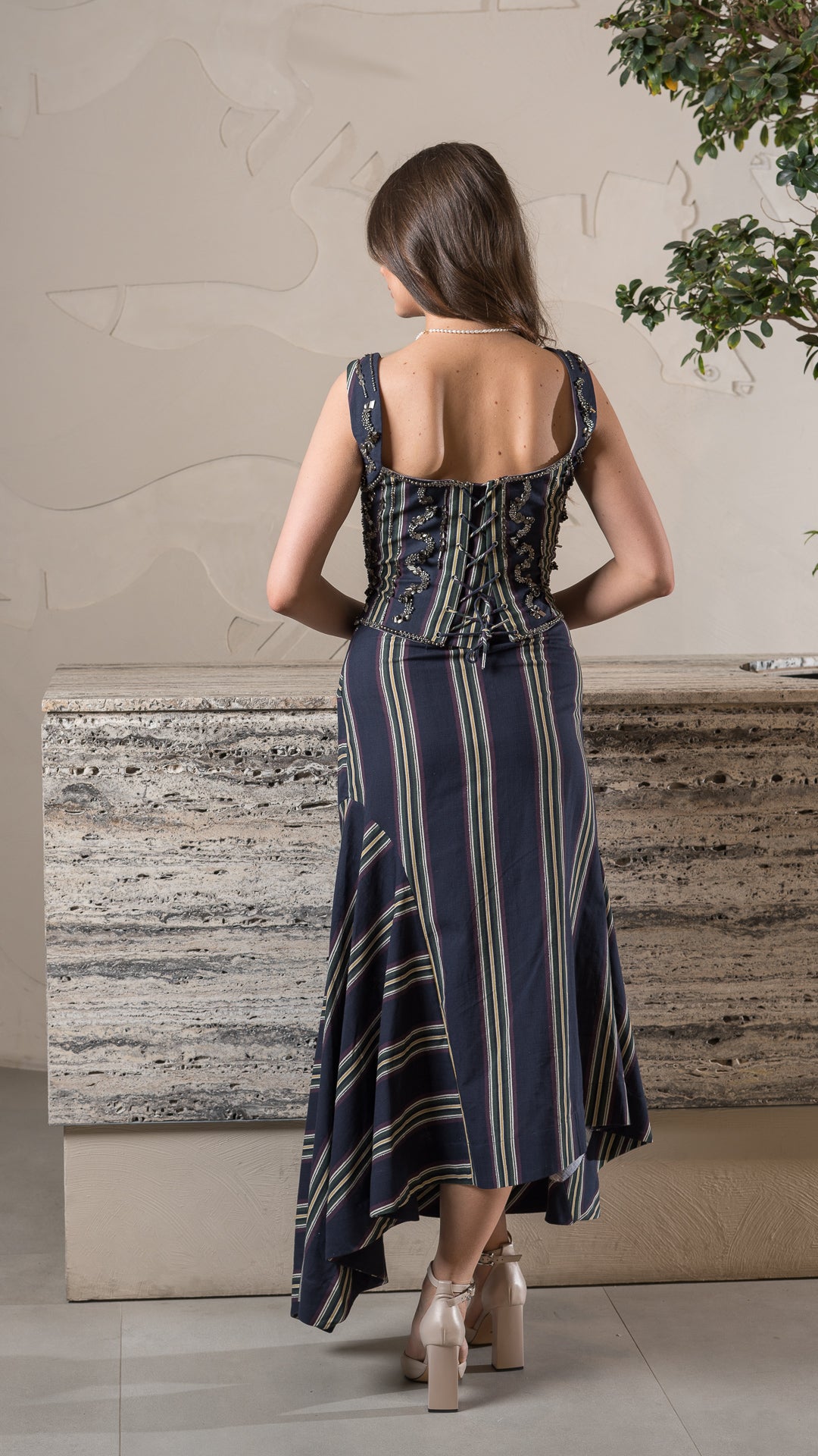Navy Road EMB Corset