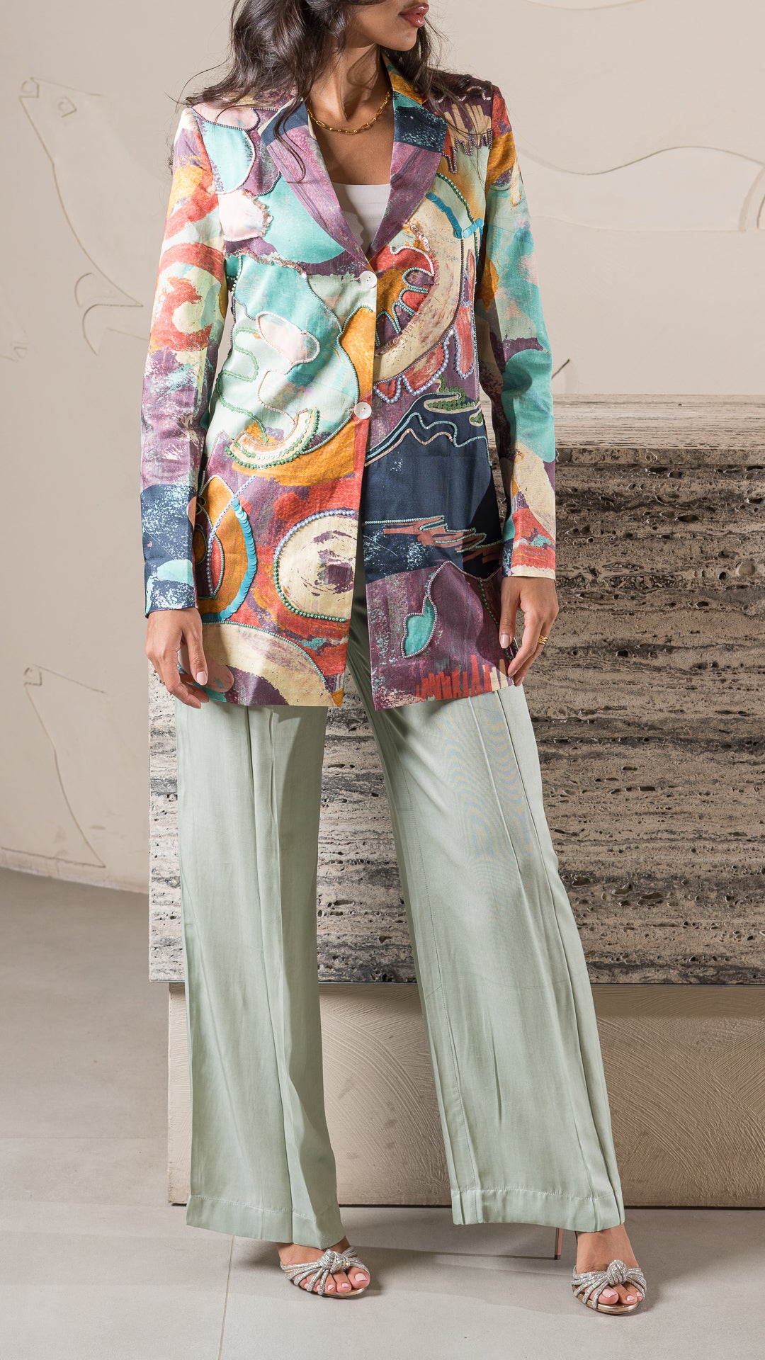 Coffee Overlap Trouser / teffany  بنطرون