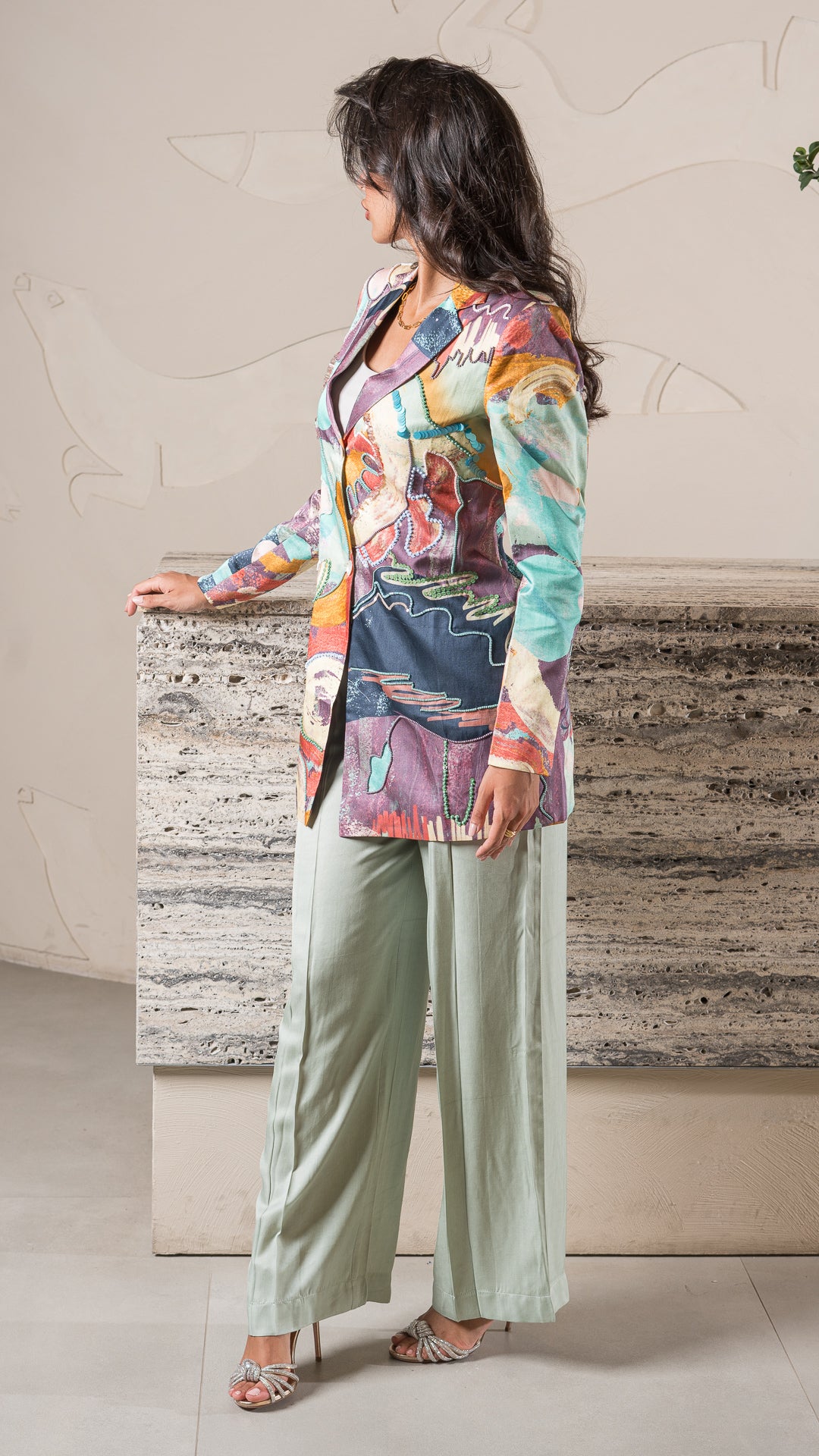 Coffee Overlap Trouser / teffany  بنطرون